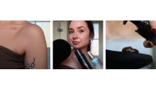 drei bilder mit selbstbraeuner ergebnissen, schulter, gesicht und selbstbraeuner mousse