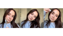 drei bilder mit make up steps braunhaarige frau 
