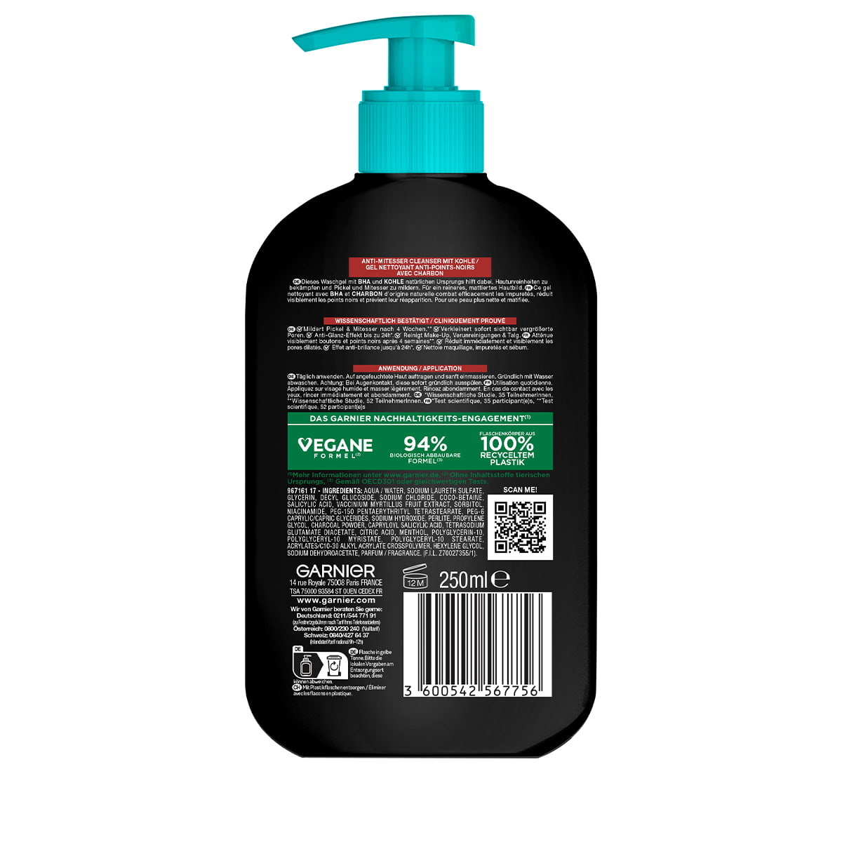 Hautklar Anti-Mitesser • Cleanser Waschgel BHA Carbon • Garnier