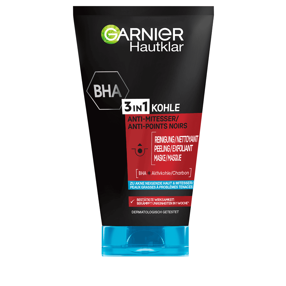 Garnier • Hautklar 3-in-1 Anti-Mitesser Reinigung, Peeling und Maske •