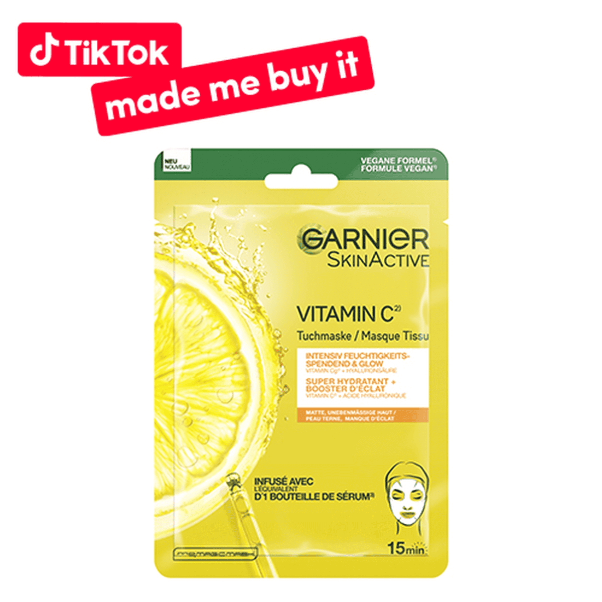 Garnier - Vitamin C Intensiv feuchtigkeitsspendende & Glow Tuchmaske •