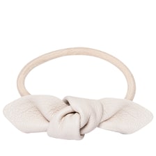 Leather Bow Small Hair Tie Cream