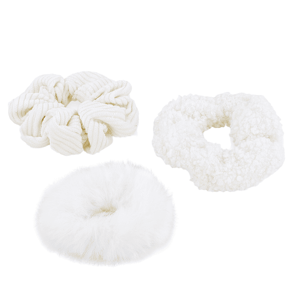 Scrunchies in manchester, Terry and Teddy fabric, offwhite, triopack