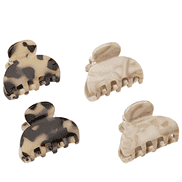 Kleine Haarklammern in Acetat, beige und beige-schwarz,  3 cm, 4 Stück