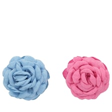 Fleur En Tissu Sur Une Pince À Cheveux - Bleu & Fuchsia