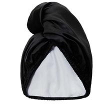 Double-Sided Satin Hair Towel Wrap - Satin Black