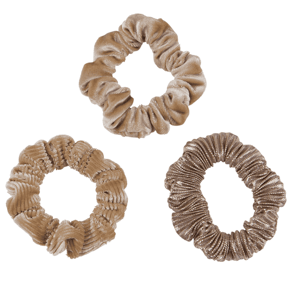Velvet, corduroy and glitter scrunchie, beige combo