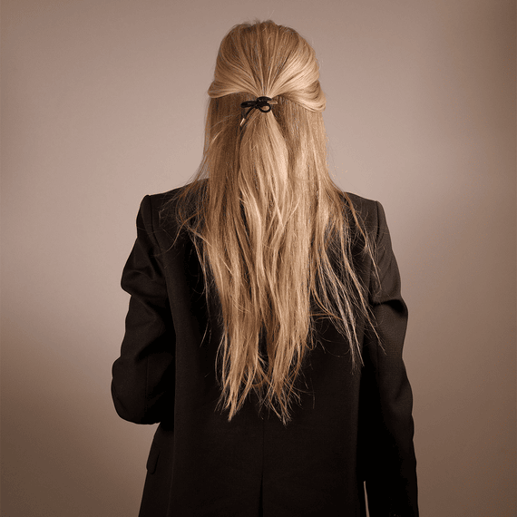 Hair Tie Bow Metal Plain Black