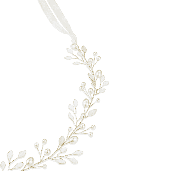 Wire hairband with delicate mother-of-pearl stones and pearls, gold