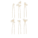 Hairpins With Ceramic Flowers & Pearls - Gold
