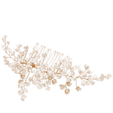 Pettine con fiori e perline per l'acconciatura da sposa vintage