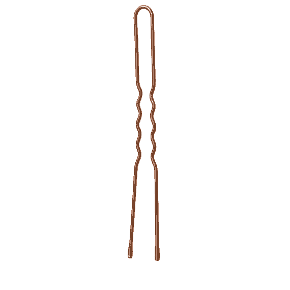Invisible Hair Pins, waved, U-shaped, 75 mm - with exopy drop, 50 pcs, brown
