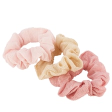 Scrunchie Yoga mousseline 3 pièces, rose clair, beige, vieux rose