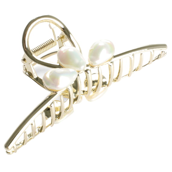 Clip In Metallo Con Tre Grandi Perle - oro