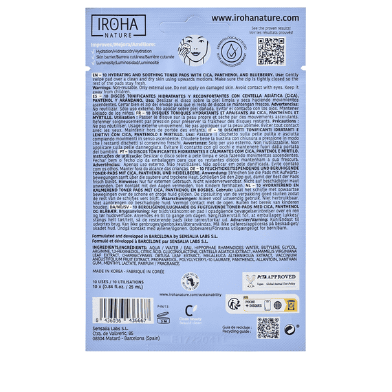 Hydrating Toner Pre-soaked Pads with Cica & Blueberry