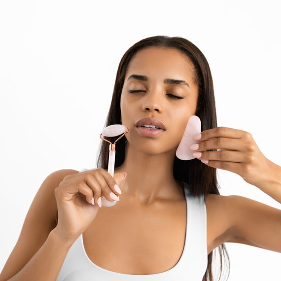 Gua Sha & Roller Set - Rose Quartz