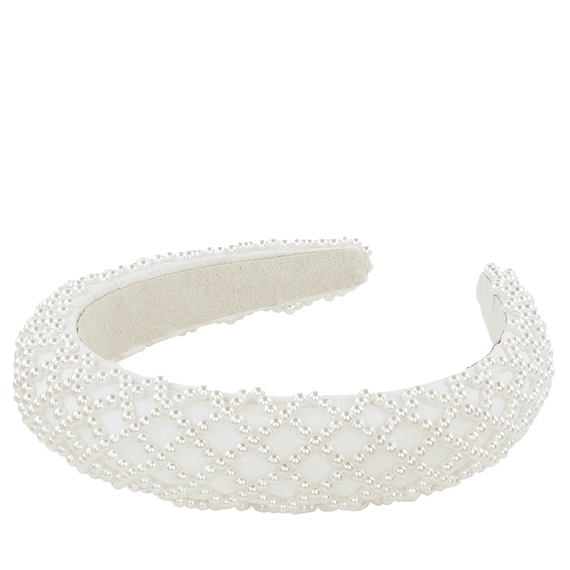Serre-tête avec perles, 3 cm, coloris blanc cassé
