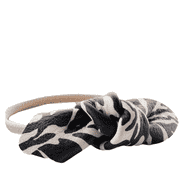Leather Bow Small Hair Tie Zebra