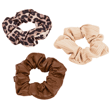 Scrunchie in tinta unita e animal print, 3 pezzi