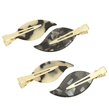 Fermaglio per capelli in acetato nero e beige marmorizzato, 4 pezzi
