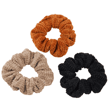 Chenielle scrunchie, nero, rosso ruggine e beige