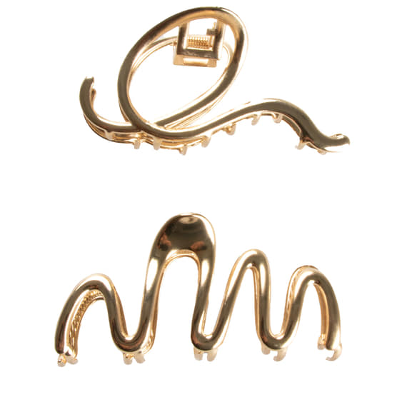 Curved Metal Hair Clips - gold