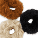 Scrunchie in Fake Fur, light brown, camel and black, Triopack
