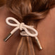 Hair Tie Bow Metal Plain Cream