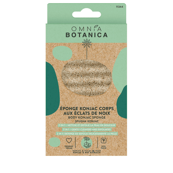 Konjac body sponge with nut extracts