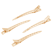 Hair-styling clip long, gold and rose gold, 4 pieces
