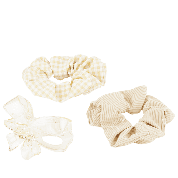 Transparente Klemme und 2 Scrunchies