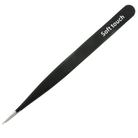 Pincette Professionnelle Soft Touch - pointue, noire