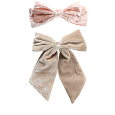 Frenchclip mit Samtschleife - rosa & beige