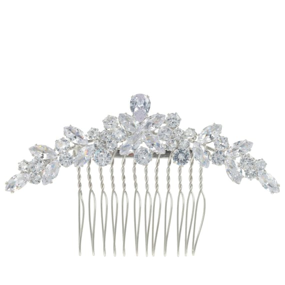 Rhinestone Flowers On Hair Comb