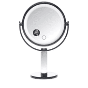 Stand-up cosmetic mirror with LED, x1 and x5