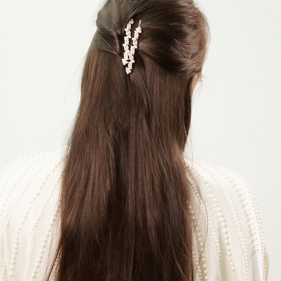 Hair Slider Pearls Gold