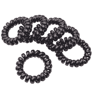 Spiral Haargummis, 4 cm Durchmesser, schwarz, 6 Stück