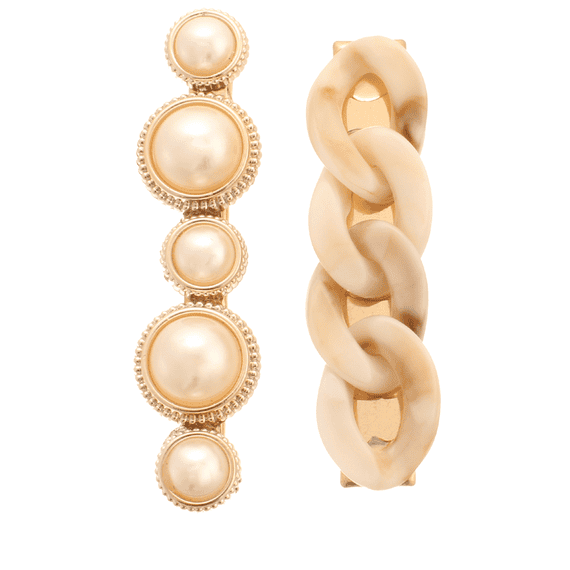 Pince à cheveux en forme de chaîne et avec perles, 2 pièces