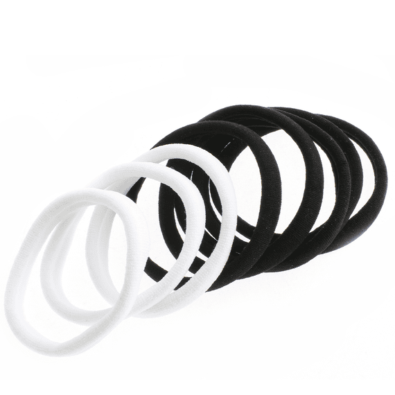 Elastic, supersoft, black and white assorted, straight, 8 pcs.