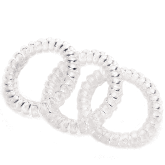 Spiral hair elastics, transparent, 3 pieces