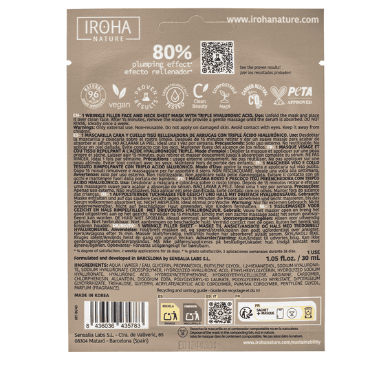 Wrinkle Filler Face & Neck Sheet Mask with Triple Hyaluronic Acid