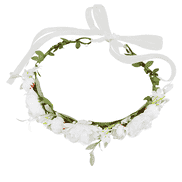 Flower wreath with ribbon for children, white