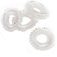 Spiral hair elastics, transparent, 4 pieces 3.5 cm