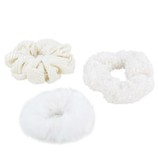 Scrunchies a Manchester, tessuto Terry e Teddy, bianco sporco, Triopack