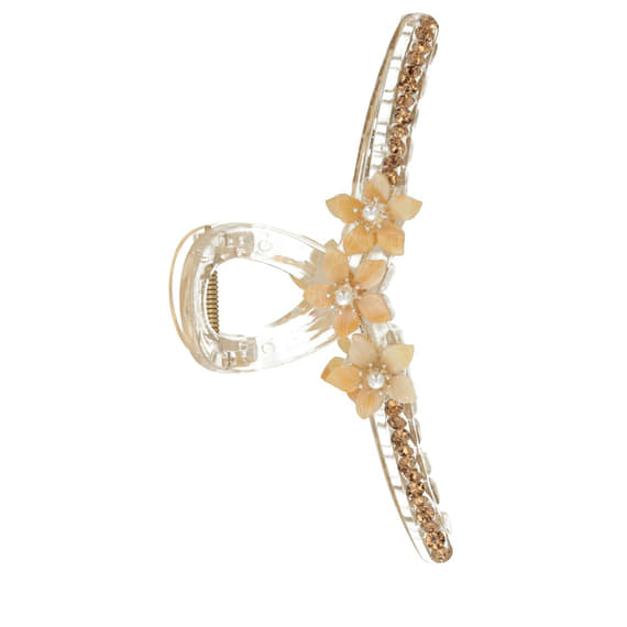 Hair Clip With Small Flowers & Rhinestones