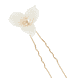 Hairpins With Ceramic Flowers & Pearls - Gold