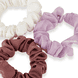 Kleine Scrunchies, transparent glänzend und uni Stoff, 5 cm Durchmesser, 3 Stück