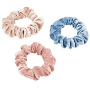 Samtscrunchie für Girls, beige, hellblau, rosa Triopack