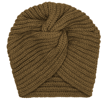 Berretto a turbante in maglia, kaki