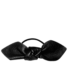 Leather Bow Big Hair Tie Black
